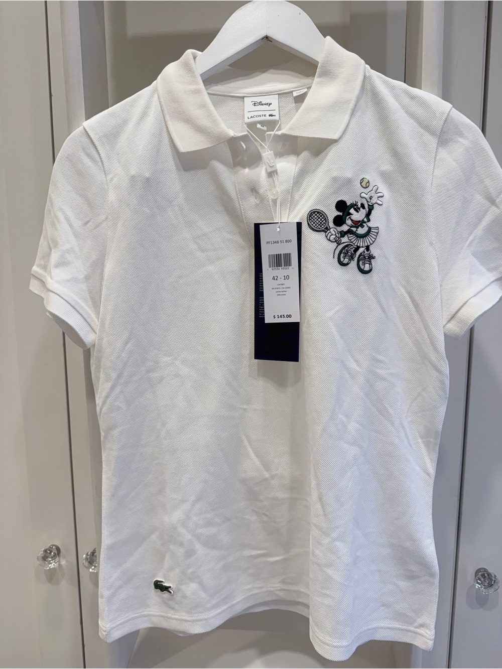 NWT Lacoste Disney White Polo Shirt with Tennis Minnie Embroidery